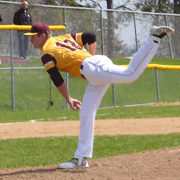 Ryan Peterson pitched UMD to a 4-1 victory over Northern State, clinching a spot in the NSIC tournament. Photo credit: John Gilbert