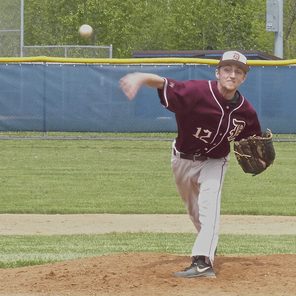 Cody Brown pitched the victory over Chicago Lakes Saturday afternoon in the first of two Denfeld victories. Photo credit: John Gilbert