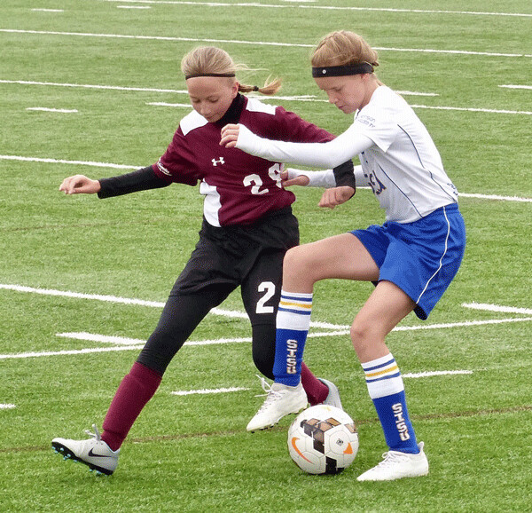 Thousands of soccer players in all age groups, boys and girls, descended on the Twin Ports for an open tournament last weekend. In girls, under 13, Two Harbors and Esko battled at Ordean Field, with Two Harbors winning 1-0 to finish 1-1-1. Photo credit: John Gilbert