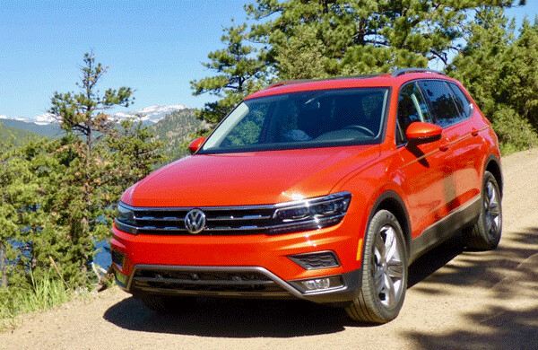Distinctive front end of Tiguan in Rocky Mountain High country. Photo credit: John Gilbert