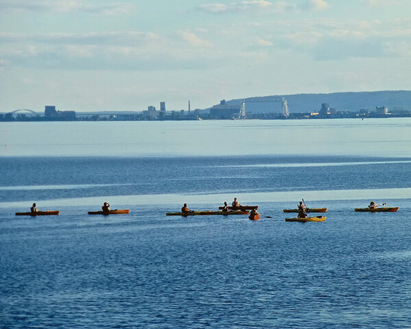 Large group of kayakers from Lester River. Photo credits: John Gilbert