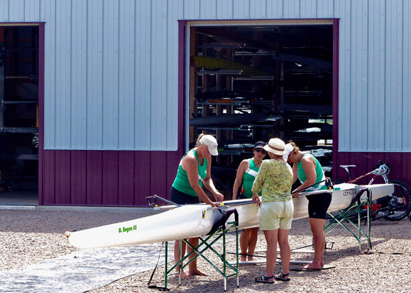Minneapolis rowers worked on their equipment in front of the new Duluth Rowing Club storage facility at 40th Street and Minnesota Avenue. Photo credit: John Gilbert