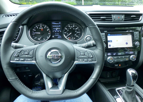  Rogue Sport has sporty controls and steering wheel, with a 2.0-liter engine that performs well. Photo credit: John Gilbert