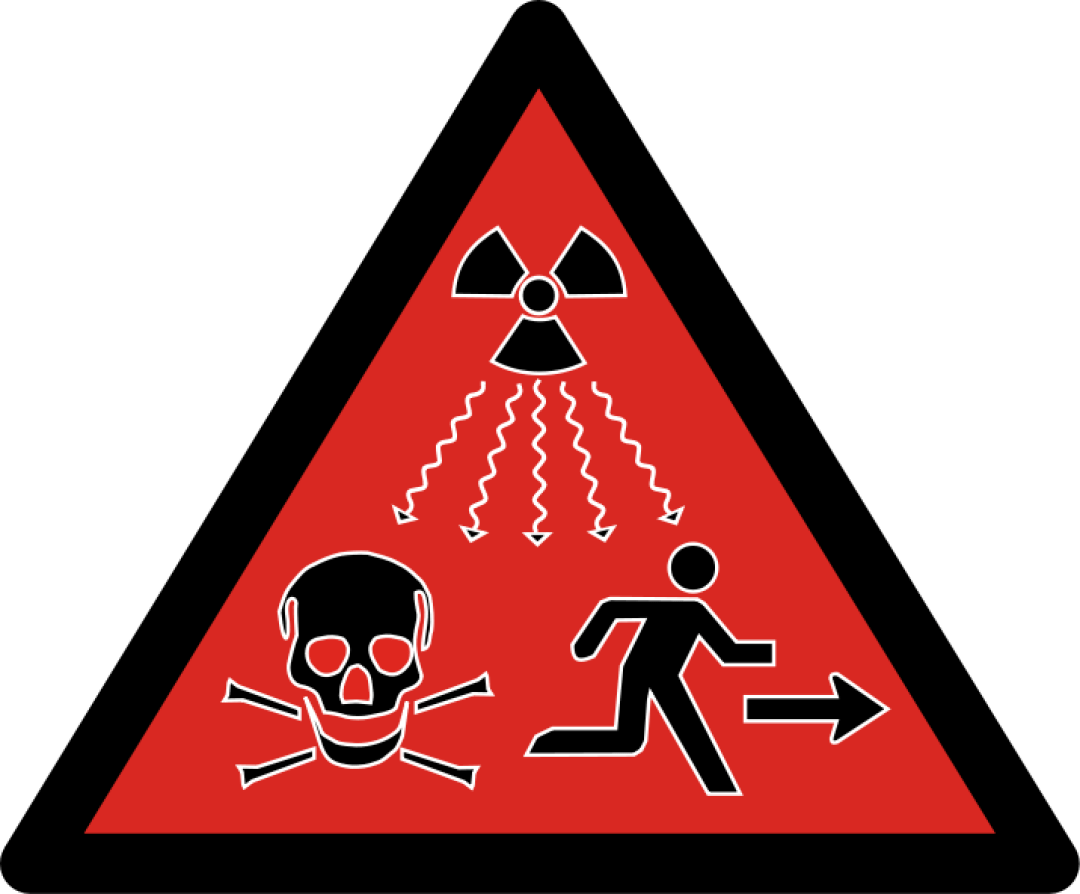 The International Atomic Energy Agency's radiation danger symbol: Run away! Run away!
