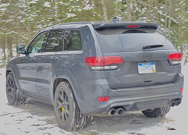 Full-scale Grand Cherokee storage is available under the hatch, and the quad exhaust tips give the Trackhawk away. Photo credit: John Gilbert