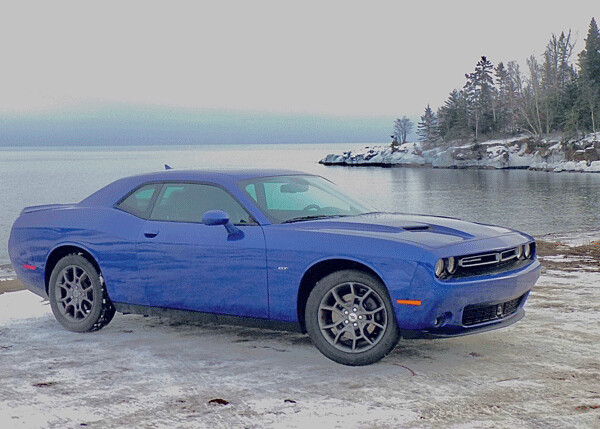 The 2018 Dodge Challenger GT looks out of place on the icy North Shore of Lake Superior after a January snowstorm, defying the “park that ponycar” tradition. Photo credit: John Gilbert