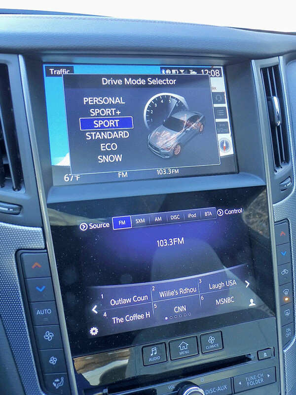 The large navigation screen switches to mode selections for push-button alterations. Photo credit: John Gilbert