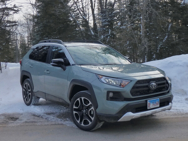 New RAV4 in “Lunar Rock” color with appropriate “Ice Edge” interior, has a new look, new platform, new powertrain and new features for 2019. Photo credit: John Gilbert