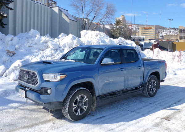 Toyota Tacoma in Cavalry Blue contrasted nicely with the mountain of plowed snow near the Duluth Harbor. Photo credit: John Gilbert