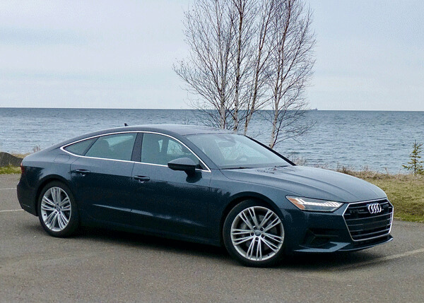 Sweeping lines of 2019 Audi A7 conceal various upgrades in power, platform, efficiency, lights...and action. Photo credit: John Gilbert