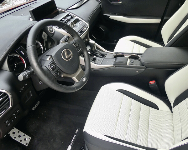 NX 300 interior shows perforated leather seats with F Sport. Photo credit: John Gilbert
