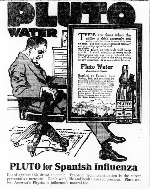 Constipation was the real problem with folks in 1918, according to this advertisement.