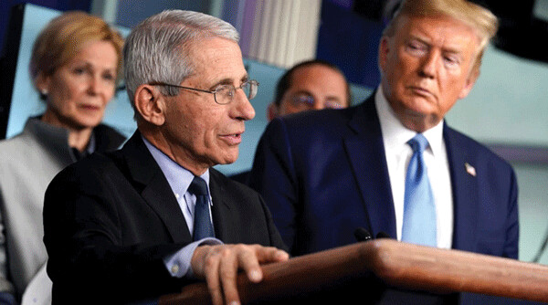 Dr. Anthony Fauci, director of the National Institue of Allergy and Infectious Diseases, speaks as Dr, Deborah Birx, White House coronavirus response coordinator and President Donald Trump listen during a press briefing with the coronavirus task force, at the White House, March 16, 2020 in Washington. AP Photo/Evan Vucci