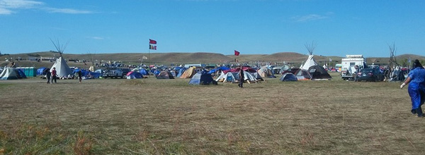 Hundreds of tents and teepees set up at Standing Stone camp. Photo credit: Athena Houmas 