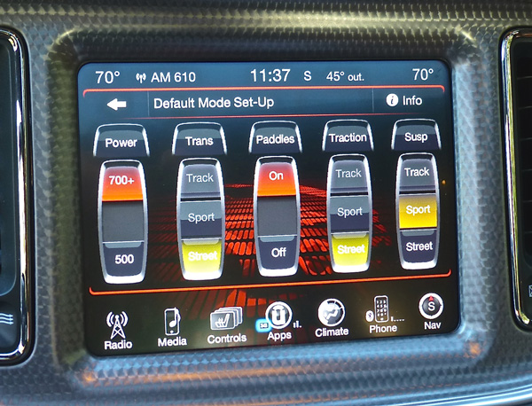 All driving characteristics can be easily set for personal preferences on the dash screen. Photo credit: John Gilbert