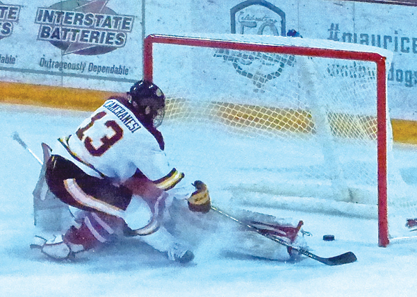 Tony Cameranesi scored UMD’s second short-handed goal on a breakaway Saturday, sweeping Miami 3-1 in the NCHC series. Photo Credit: John Gilbert