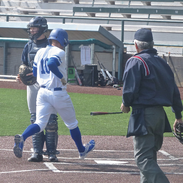 Senior Austin Colvard had a 23-game hitting streak halted last week, but he started a new one and scored a run against North Central as St. Scholastica swept their home opening doubleheader 14-1 and 21-1. Photo Credit: John Gilbert