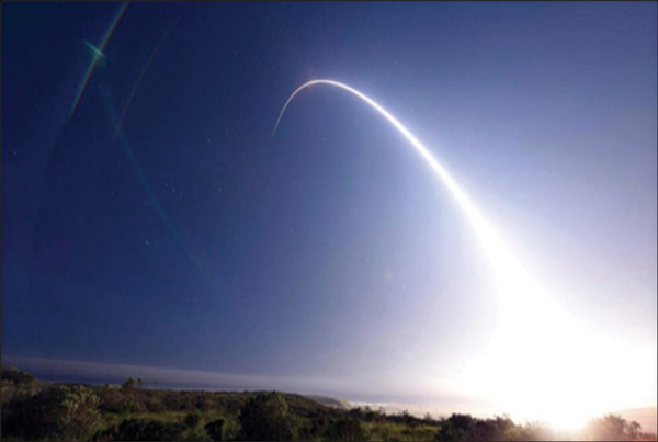 Pictured: For the second time in less than a week this past February, crews from Minot Air Force Base conducted a test launch of a Minuteman III missile. The rockets flew 4,500 miles across the Pacific from the Vandenberg Air Force Base in California. Three recent North Korean missile test launches reportedly failed.