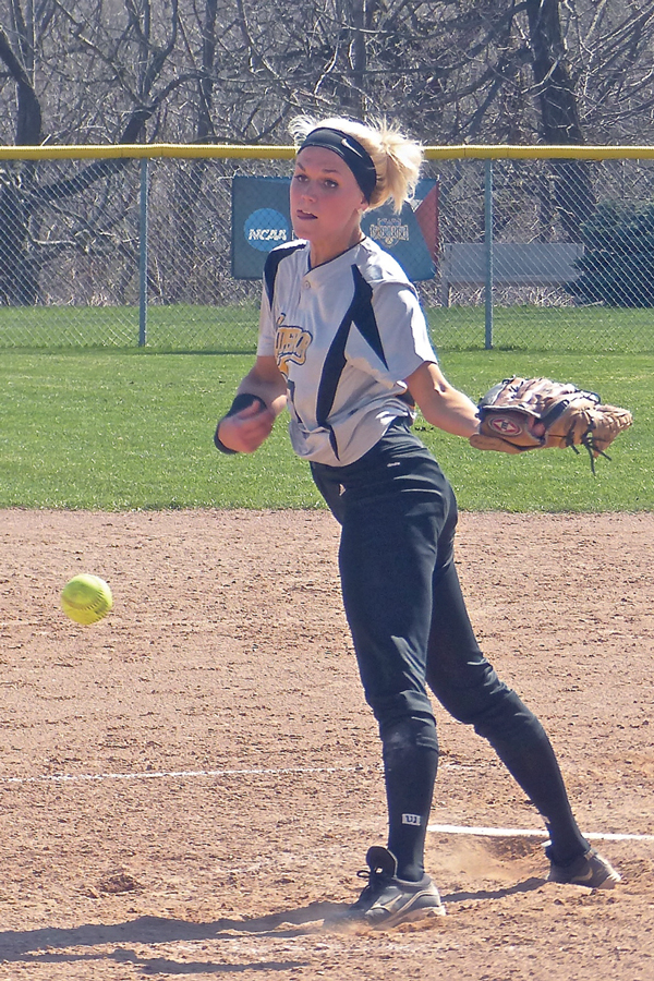 Macy Hanson shared pitching duties with UWS until leaving the final because "My arm was shot."