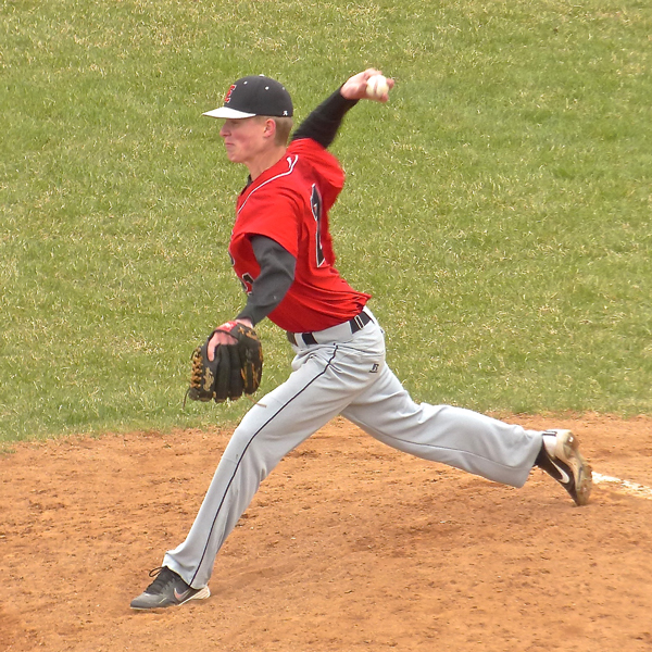 Sam Laakso went the distance in East's 4-3 victory over Anoka. Photo credit: John Gilbert