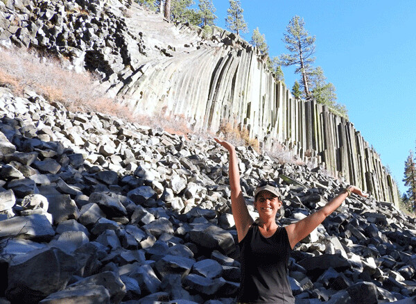 The columnar joints in this old lava bed reminded someone of a pile of fence posts. Today, it’s preserved as Devils Postpile National Monument in eastern California. The author has wanted to visit since seeing its photo in a geology textbook. Photo by Heather Edvenson. 