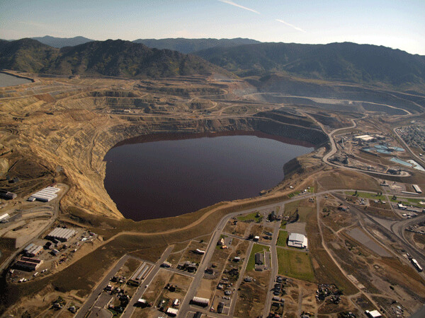 The future landscape, replacing Superior National Forest, once a sulfide mine gets permitted and a sulfide mine district is allowed to begin. Berkeley Mine Pit - Butte, Montana ( Image Source: EcoFlight )