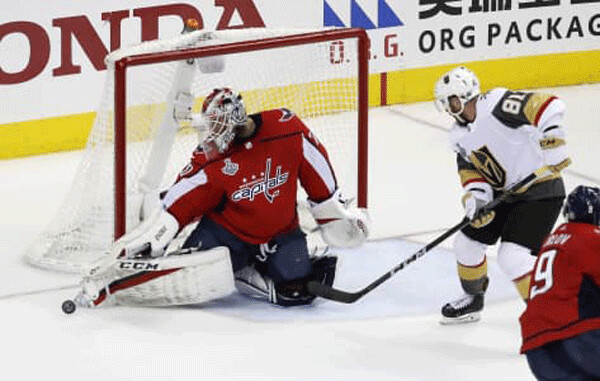 Caps Braden Holtby stops Knights  Jonathan Marchessault in Stanley Cup Game 4
