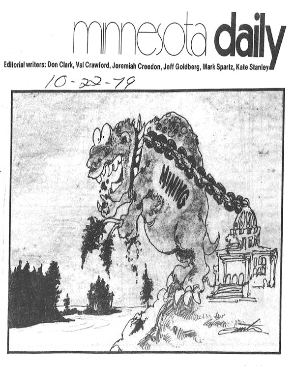 Cartoon from the Minnesota Daily - October 22, 1977. Same issues then as now.