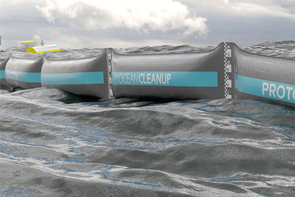 Dutch inventor Boyan Slat hopes that the marine cleanup boom he dreamed up back in 2013 can be deployed  soon to take a bite out of the ever increasing amount of plastic debris floating on or near the ocean’s surface.  Credit: The Ocean Cleanup.
