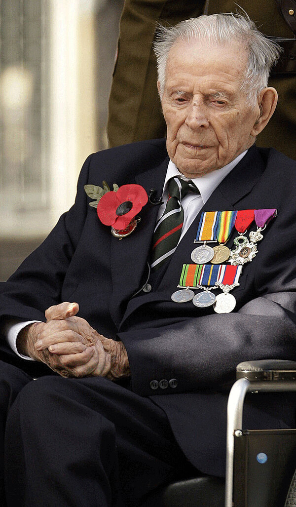 “Politicians who took us to war should have  been given the guns and told to settle their  differences themselves, instead of organizing  nothing better than legalized mass murder.”  - Harry Patch, the last surviving soldier of  World War I, 2007.  Photo: Shaun Curry/AFP/Getty Images.