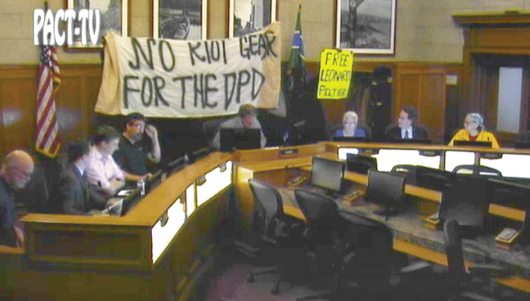 Protestors at City Council meeting on October 22, 2018. PACT TV