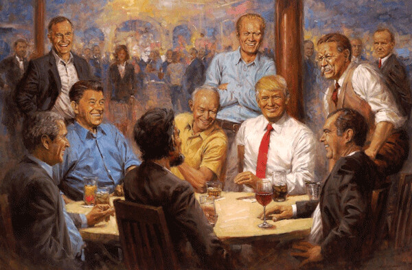 Republicans drinking. Painting by Andy Thomas