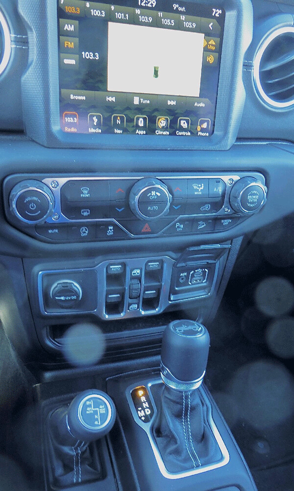 Console and center stack shows off Wrangler's grasp of modern controls. Photo credit: John Gilbert