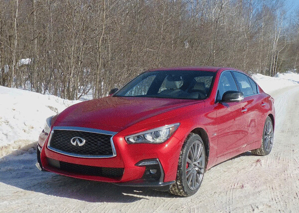 Infiniti Q50 Red Sport is definitely red, with special metallic paint. Photo credit: John Gilbert