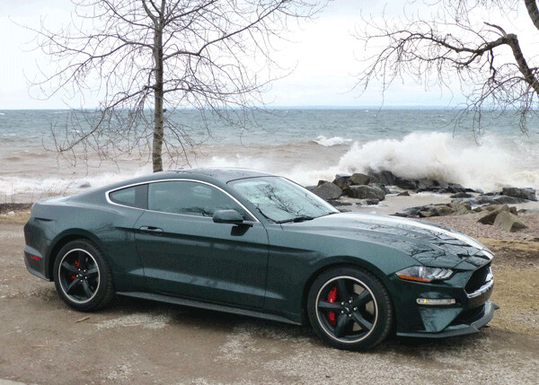  On the North Shore of Lake Superior, the high winds preceding a mid-April  snowstorm created harsh bug scenic background for the Mustang Bullitt.  Photo credit: John Gilbert