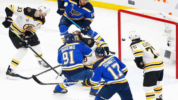 Blues winger Vladimir Tarasenko  scores versus the Boston Bruins in Game 4 action of the  Stanley Cup Final