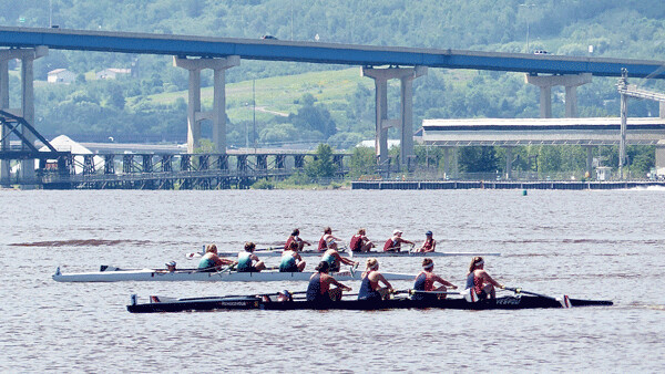 Duluth finished fourth in the event on the surface of the bay, winning the masters  women’s four in the process. Photo credit: John Gilbert