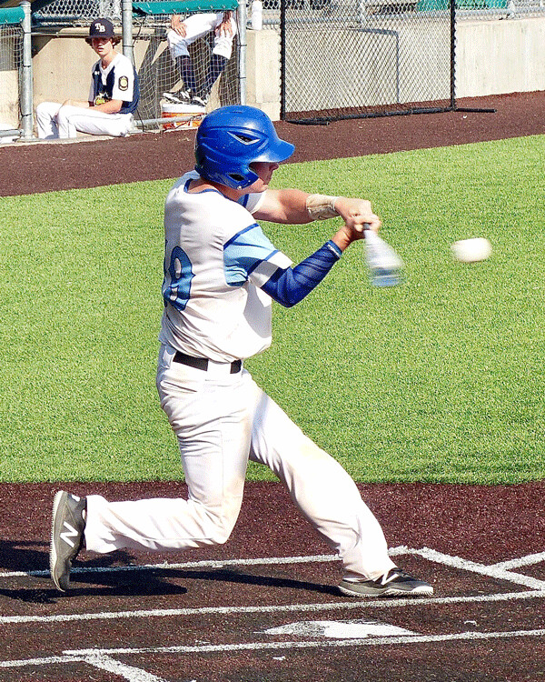 Brainerd catcher Josh Hukried, who will attend UWS to play baseball, led off with a single to ignite a closing rally against West Duluth. Photo credit: John Gilbert