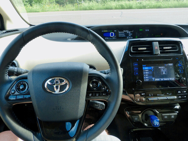 Off-center gauge package is now familiar in all Prius vehicles. Photo credit: John Gilbert