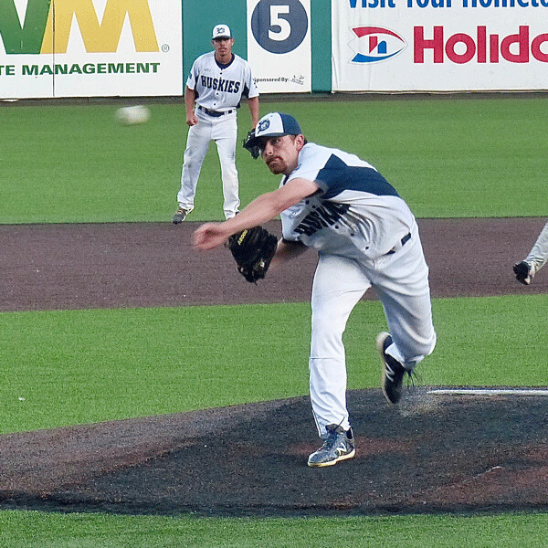 Fragmented seasons and rosters haven't prevented Duluth Huskies from second-half surge, including Ricky Reynoso's solid 5-inning job against Eau Claire as the Huskies won 12-7. Photo credit: John Gilbert