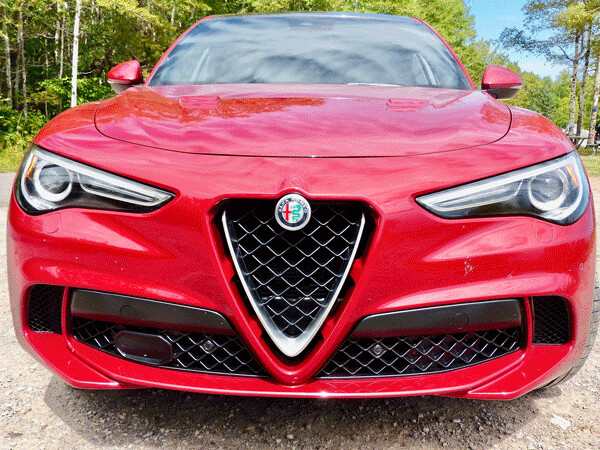 Distinctive nose leaves no mistake that your Stelvio comes from Alfa Romeo.  Photo credit: John Gilbert