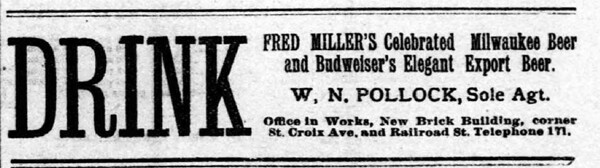 Ad from the Duluth Herald, Apil 24, 1888.
