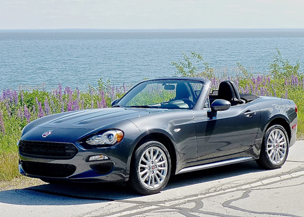The new, 2017 Fiat 124 Spider is a modestly priced roadster adding wind-in-your-hair freedom to North Shore cruising. Photo credit: John Gilbert