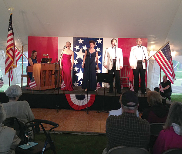 Beth at work;  Sarah, Vicki, Cal, and Jeff in full voice